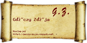 Géczy Zója névjegykártya